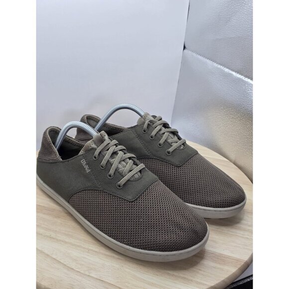 OluKai Nohea Moku Shoes Mens Sz 8.5 Green Brown Tan Slip On No Tie Laces Low Top - Picture 7 of 9